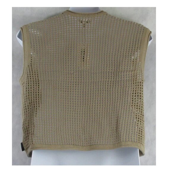 Calvin Klein Jeans Women's Petite Open-Stitch Sleeveless Sweater, Khaki, PXL - Picture 2 of 2